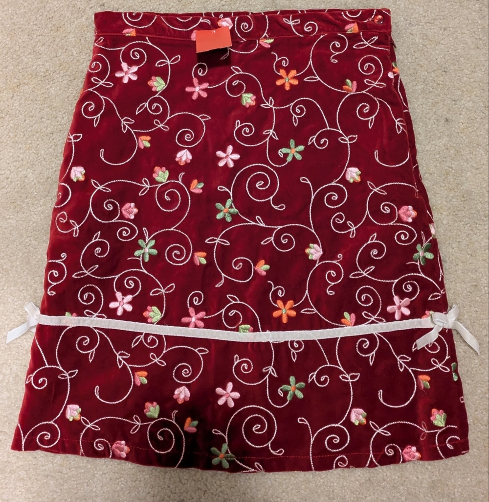 The Children's Place Red Skirt with Green Embroidery Christmas